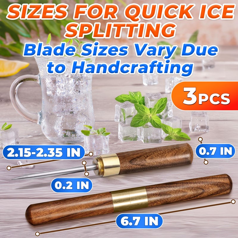 KETAR 3Pcs Ice Pick Stainless Steel Home Bar Tools - Portable Kitchen Equipment Icepick for Ice Bartender Tools Break The Ice Metal Pick Set - Ice Picks for Breaking Ice Tool Countertop Bar Camping Tools - Image 2